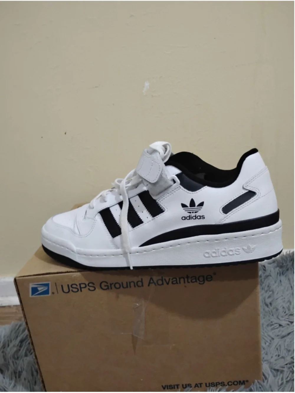 Adidas Forum Low Shoes Mens Size 13 White Black Strap Sneakers Originals FY7757